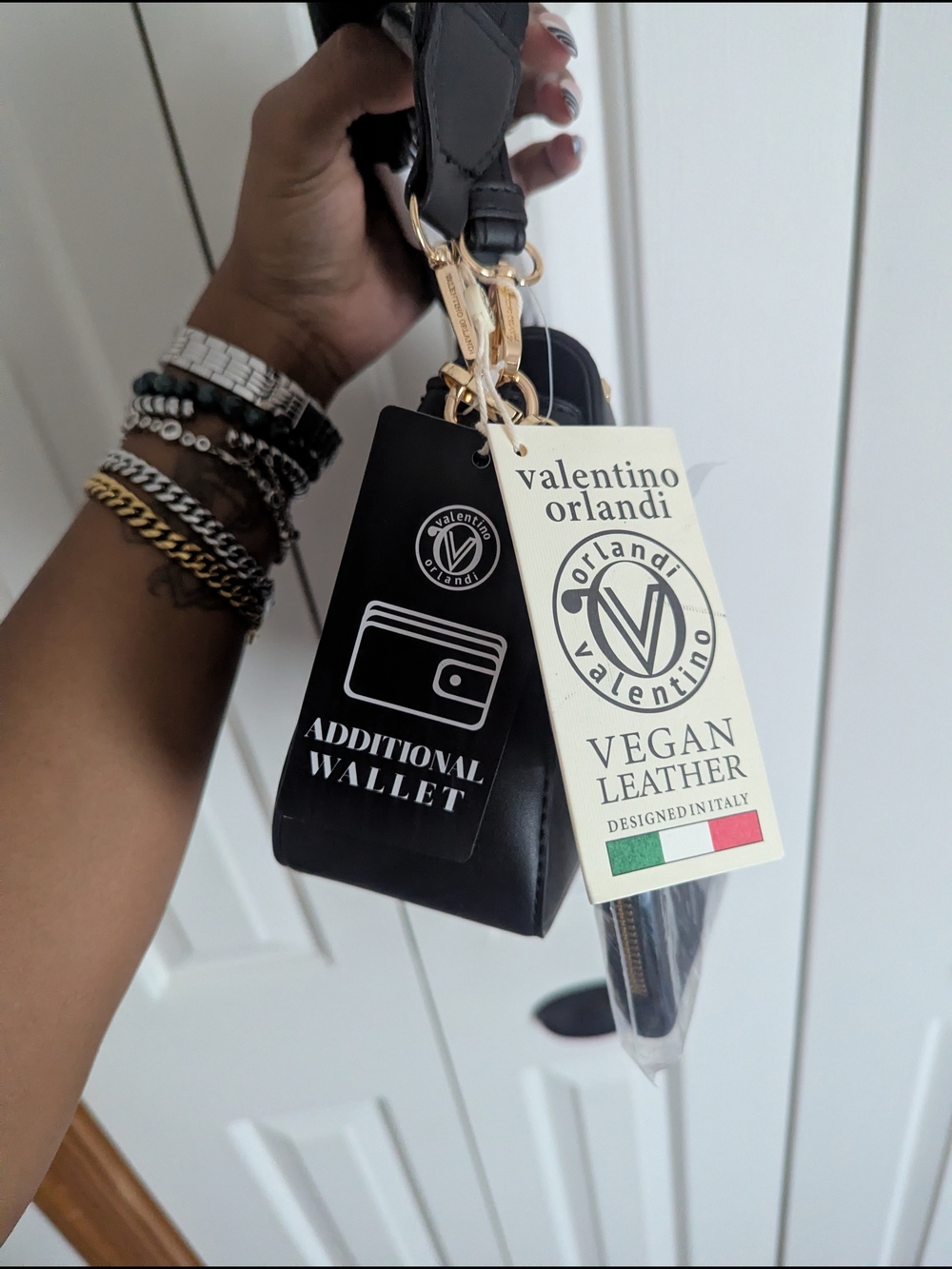 Valentino Orlandi Black Vegan Leather Crossbody with Additional Wallet
